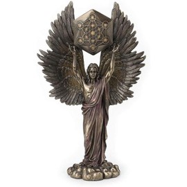 Resin Statues Bronzed Seraphim Six Winged Guardian Angel with Sword and Serpent Statues Home Decoration