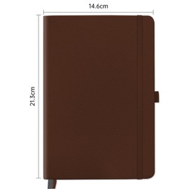 Mlife A5 Dotted Notebooks - Dotted Grid Journal with Pen Holder, Dotted Journal Notebook 100 GSM Bleedproof Paper,200 Pages Number Notebook for Writing, Hardcover Dot Journal with Inside Pocket(Brown)