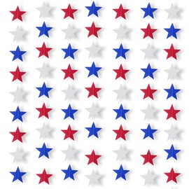 KIMOBER 4th of July Patriotism Stars Garland,144 Red Blue White Stars Hanging Independence Day Stars String Banner for Fourth July Decor Memorial Day Decorations