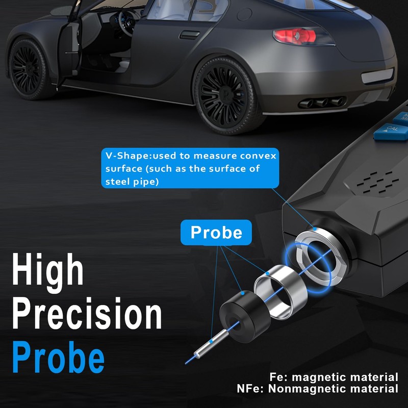 Car Paint Thickness Gauge, Automotive Coating Thickness Gauge Tester, Paint
