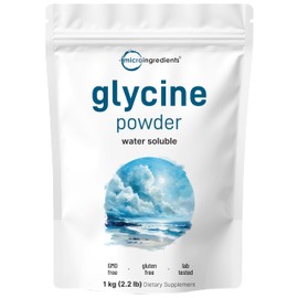 Micro Ingredients Glycine Powder, 1KG (2.2 Pounds), Glycine 1000mg Per Serving, Water Soluble and Products of USA