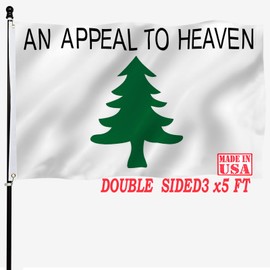 tnpun An Appeal to Heaven Flag 3x5 Double Sided Pine Tree Flags Vivid Color Heavy Duty Historical Liberty Tree American Flag Banner with 2 Brass Grommets 4 Rows of Stitches for Outdoor Wall