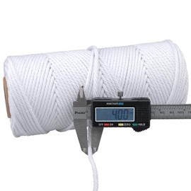 jijAcraft 4MM Cotton Macrame Rope Cord for Crafts,100M White Cotton Macrame Craft String for Wall Hanging Plant Hanger Knitting