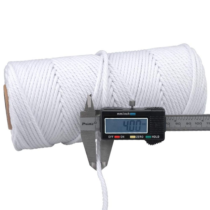 jijAcraft 4MM Cotton Macrame Rope Cord for Crafts,100M White Cotton