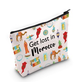 Morocco Travel Gift Get Lost in Morocco Makeup Zipper Pouch for Morocco Traveler Gift Welcome to Morocco Gift (Morocco bag)