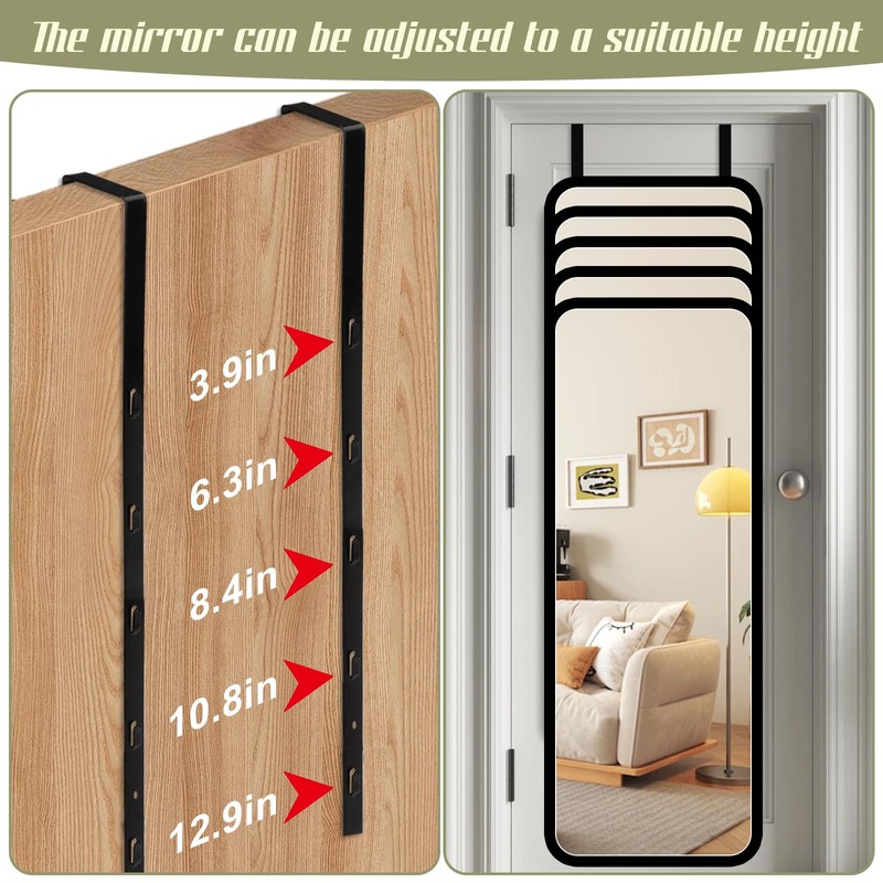 Dexspoeny Over-The-Door Mirror Hanger, Adjustable 13.6 in Door Mirrors Hanger