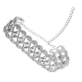 ENET YINETTECH Luxury Diamond Crystal Rhinestone Chunky Choker Collar Necklace Jewelry Silver