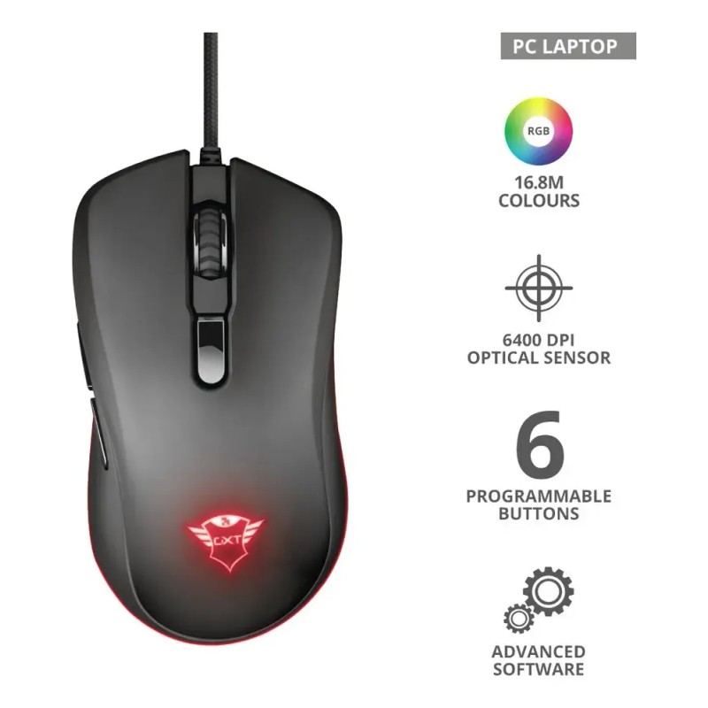 Mouse gamer de juego Trust Jacx GXT 930 negro