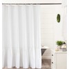 Felisa White Farmhouse Boho Shower Curtain with A Ruffle Hem,