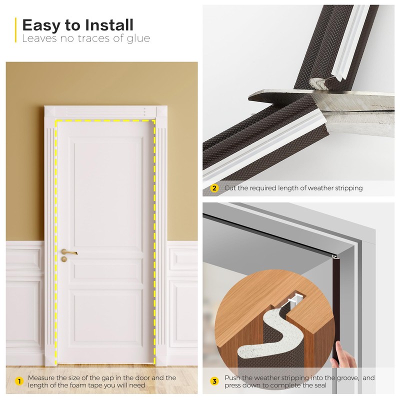 Weather Stripping Door Seal Strip - Soundproof Q-Shaped Foam for