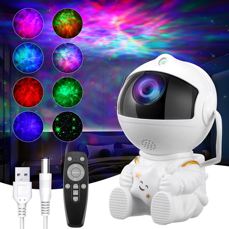 WIGUROE Astronaut Galaxy Projector, 360° Rotatable Spaceman Light Projector with