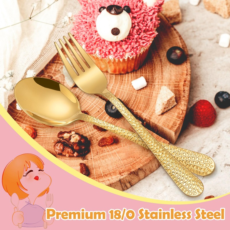 E-far Toddler Forks and Spoons Set, 10-Piece Stainless Steel Toddler