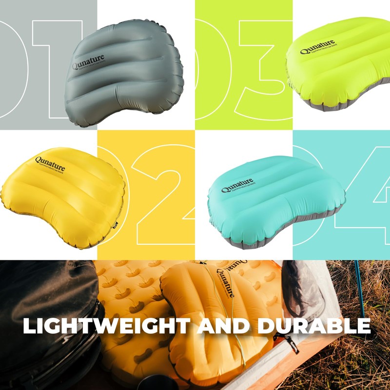 Ultralight Inflatable Camping Pillow, 70g Adjustable TPU Cushion, 20D Nylon