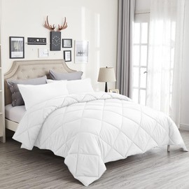 Wamsound 3 Piece Microfiber Queen Comforter Breathable & Fluffy Quilted Bedding Sets-Luxury Soft Lightweight Down Alternative Blanket for All Season 1 Comforter(88"×88'') and 2 Pillow Shams(8"×10")