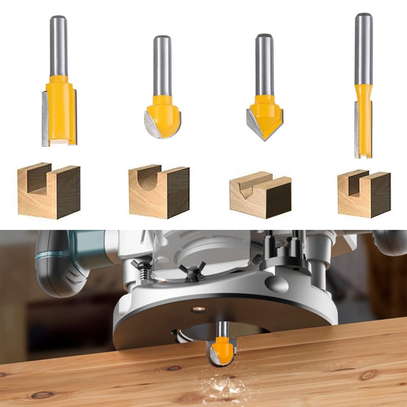 HPMAISON 12-Piece Cutter Set for Routers, Cylindrical Shank 8 mm,