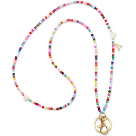 MyfavoriteK Colorful Beaded Teacher Lanyard with Initial Trendy Cute Badge Holder Neck Lanyards for Teacher Nurse Office Cruise (a)