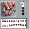 24Pcs 4th of July Press on Nails Short Square Fake