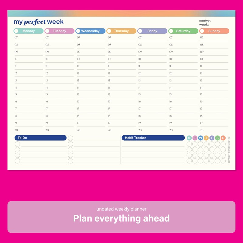 50 Sheets Weekly Planner A4 Size 29.7 x 21 cm