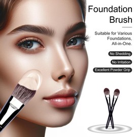 Kootinn Foundation Brush Set – High-Density Synthetic Makeup Brushes for Flawless Application, No Shedding, Black, Pack of 3