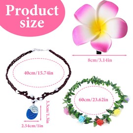 IKOPFLN 3-teiliges Set Kinder Mädchen Prinzessin Moana Halskette Kranz-Stirnband Plumeria-Haarnadel,Kette für Vaiana,Moana's Halskette,Moana Geburtstagsdeko für Frauen und Mädchen