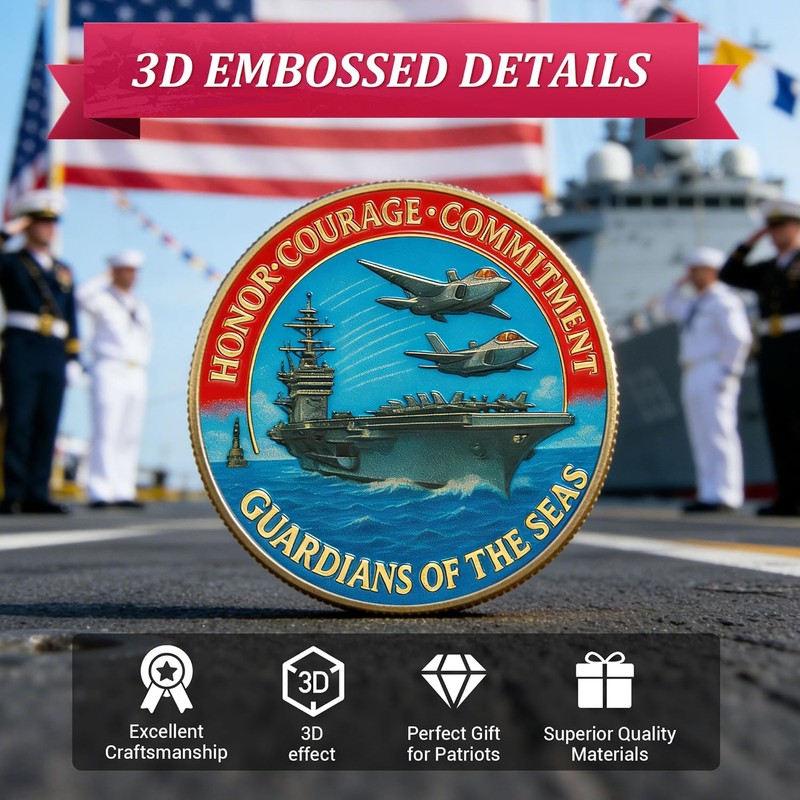Navy 250th Anniversary Coin US 250th Commemorative Double-Sided Challenge Coin