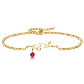 Nupdot January Birth Flower Bracelets, 14K Gold Plated Birth Month Snowdrop Floral Birthstone Charm Bracelets Wildflower Jewelry Jan. Birthday Gifts for Women