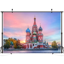 CORFOTO Fabric 7x5ft St. Basil’s Cathedral Backdrop Moscow Red Square Russian Landmark Background for Russia Travel Birthday Themed Party Decor Holiday Photo Booth Studios Props