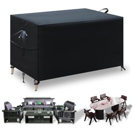 Outdoor Furniture Covers Waterproof, Patio Furniture Cover With Air Vent, Outdoor Sectional Sofa Cover Sofa, Table and Chair Set Cover - 420D Oxford Fabric, Windproof (Black,63 * 39 * 29 IN)