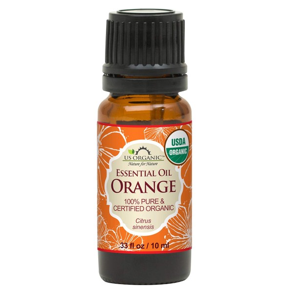 US Organic 100% Pure Sweet Orange Essential Oil - USDA Certified Organic - 10 ml - w/Improved caps and droppers (More Size Variations Available)