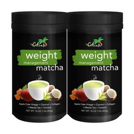 CAcafe Apple Cider Vinegar Turmeric Matcha Tea | 9g Protein | Ultimate Superfoods Blend of ACV, Turmeric, Collagen, Coconut, and Japanese Matcha Tea | Hot or Cold Instant Mix | Non-GMO, No Artificial Flavors or Colors | Energizing, No Crash | Can serve as a meal replacement (2-Pack)