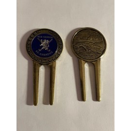 St. Andrews Old Course Etched Divot Tool & 1" Coin Golf Marker - Fife, Scotland