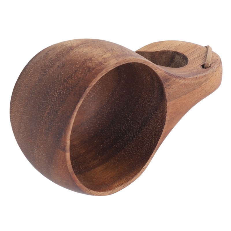 Wooden Coffee Cup with Handle Comfortable Grip Rustic Decorative Milk