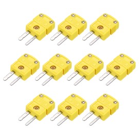 sourcing map Mini K Type Thermocouple Wire Connectors Male Plug Adapter High Temperature 220°C(428°F) for Thermocouple Sensor Probe Yellow 10pcs