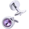 Jonwo Round Diamond Cutting Crystal Men Cufflinks With Gift Case