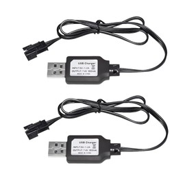 7.4V SM-3P USB Charger Cable for RC Cars Boats Toys Shark Vacuum Battery Charger Li-ion Battery Charger with 3Pin Plug (2PCS)
