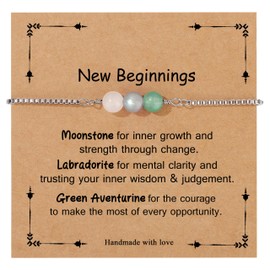 Yiyang New Beginnings Gifts for Women, Moonstone Crystal Bracelet Farewell Goodbye Leaving Gifts for Coworker New Job Divorce Breakup Gift for Women Going Away Gift for Friends Coworker