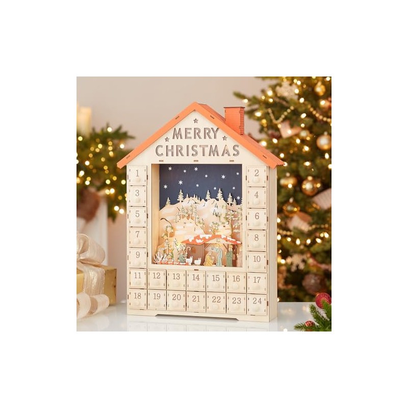 Kurt S. Adler 19-Inch Battery-Operated Light-Up Advent Calendar House with