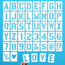 DZXCYZ 5 Inch Letter Stencils Numbers Craft Stencils, 42 Pcs Reusable Alphabet Templates Interlocking Stencil Kit for Painting on Wood, Wall, Fabric, Rock, Signage