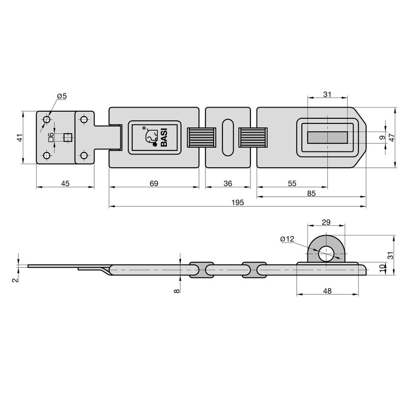 BASI Safety Hasp with Weatherproof Stainless Steel Round Shackle Lock