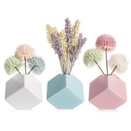 Keramik Vase für Pampasgras - Vasen Set Weiß Blumenvasen als Moderne Wohnzimmer Boho Deko, Vase Weiß Matt (Blue)