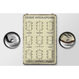 FEMER Tin Sign 20 x 30 cm Dressage Riding Hoof Strike Figures Horse Dressage Rider