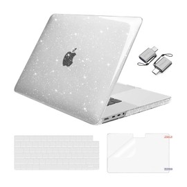 MOSISO Compatible with MacBook Pro 16 inch Case 2025 2024 2023 2022 2021 M4 M3 M2 M1 A3403 A3186 A2991 A2780 A2485 Pro Max, Sparkly Glitter Hard Shell&Keyboard Cover&Screen Film&Type C, Transparent