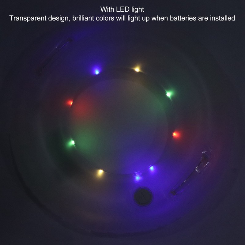 LED Inflatable Swim Ring with 2 Handles Transparent Swimming Floating