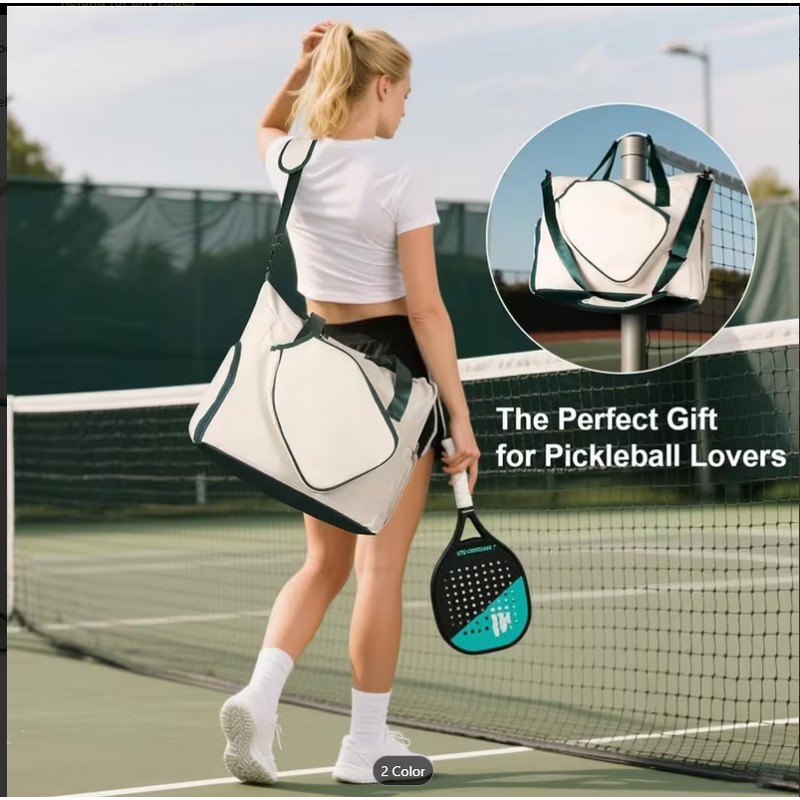 Large Capacity Pickleball Bag with Shoe Compartment & Paddle Holder
