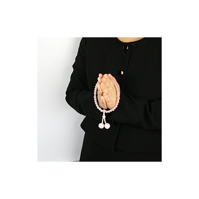京仏壇はやし 女性用数珠 正絹 くみひも梵天房 紅水晶 【数珠袋付き】 W-001 京都 ※この念珠はすべての宗派でお使いいただけます