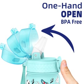 Goppus 550 ml/18 oz Children's Insulated Water Bottle with Straw Double-Walled Stainless Steel Children's Bottle Vacuum Insulated Steel Metal Leak-Proof Drinking Bottle Toddler Thermos Flask BPA-Free