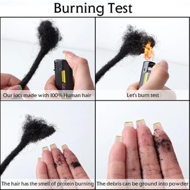 Short Loc Extensions Human Hair Dreads Extensions Dreadlock Extensions for Men Women 0.4 cm 6 Inch 60 Strands Handmade Permanent Locs Extension Natural Black Locs Hair Extensions Can be Dyed Bleached