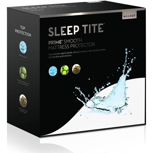 MALOUF Sleep TITE PR1ME Smooth 100% Waterproof Mattress Protector with 15-Year Warranty - King Size
