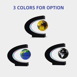 3 Inch Magnetic Levitation Floating Globe World Map Globe with C Shape Base LED Lights for Teaching Home Office Desk Decoration