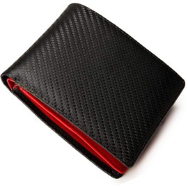 Legare Hidden Pocket Carbon Leather Bi-Fold Wallet, Holds Many Cards, 5 Colors, Christmas Gift - red -